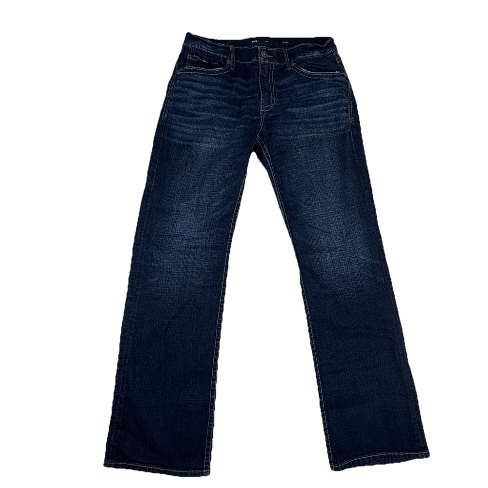BKE Jake Men's Jeans Sz 34x32 Dark Wash Straight Leg Stretch Mid Rise Whiskering